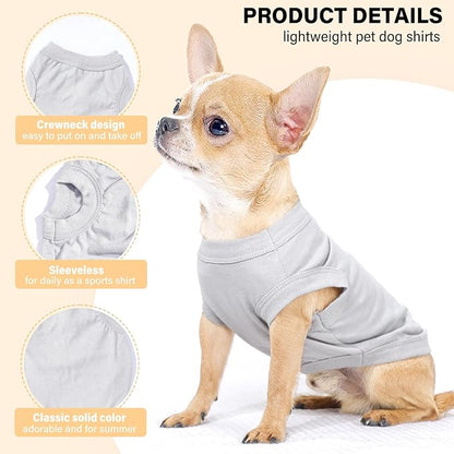 2-Pack Dog Shirts Summer Dog Clothes for Small Medium Dogs Boy, Teacup, Chihuahua, Yorkie, Pug and Cats, Solid Color Pet Tshirts Puppy Clothes, Medium, Black+ Grey