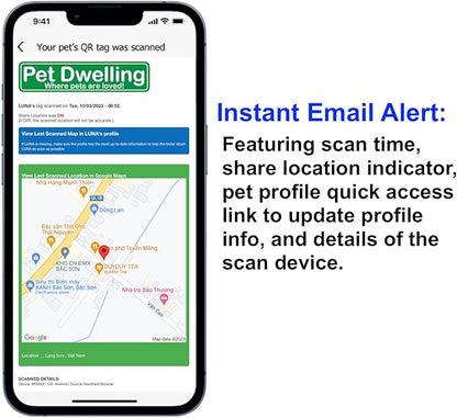 Pet Dwelling Premium QR Pet ID Tag for Dogs & Cats – Smart Pet Safety Tag with Free Online Profile, Scan Alerts with AI-Powered Insights (Lux Rose Gold White Paw)