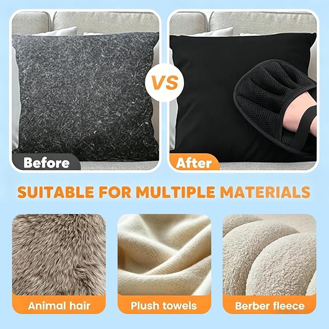 Upgraded Pet Hair Remover Glove, Reusable Five-Finger Snug Elastic Wrist Electrostatic Glove Magic Brush Dogs & Cats Hair Removal Tool for Furniture, Couch, Car Seats, Clothing, Carpet