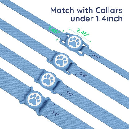 IP68 Waterproof Dog AirTag Holder for Dog Collar, Soft, Stretchy Silicone | Full-Body Protection, Easy Tool-Free Installation, Quiet, No-Dangle Fit, Lightweight, Fits Dog & Cat Collars of All Widths