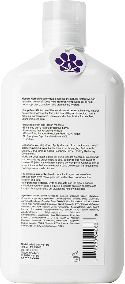 Hempz Petz, Dog Shampoo, Sweet Pineapple & Honey Melon Herbal Sensitive Shampoo, Soothing Oatmeal Complex,17 oz.