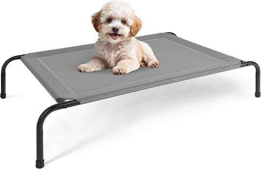 Simple Deluxe Cooling Elevated Dog Bed, Raised Portable Dog Cots Beds No-Slip Feet Durable Portable Indoor & Outdoor Pet Hammock Bed, 42x25.2x8 Inch, Grey