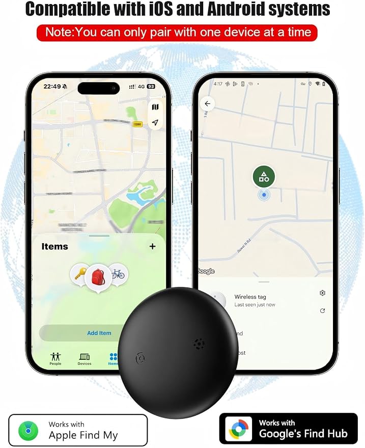 GPS Cat Tracker Collar (Android & iOS), Real-Time Activity Tracking Black | Bluetooth Smart Finder tag No Subscription, Works with Apple Find my App & Google Find Hub, Anti-Lost for Pet Items Kitten