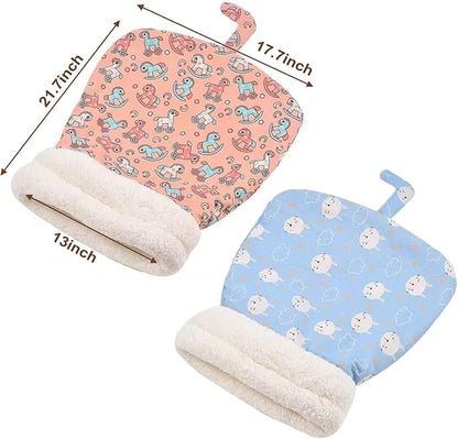 2pcs Winter Cat Sleeping Bag, Portable Warm Feline Bed,Warming, Soft Plush Cat Cave Bed Self-Sack for Indoor Cats Small Dogs 1-10kg（Pink&Blue,19.7x17.7in）