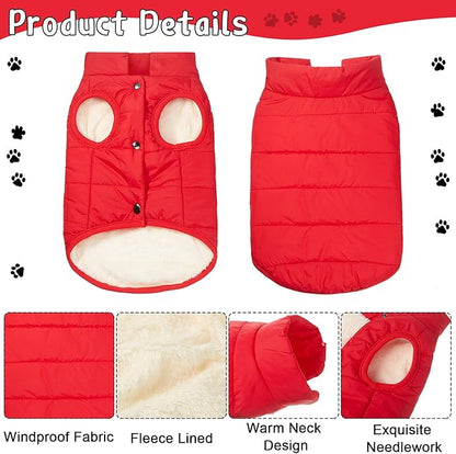 Syhood 2 Pieces Dog Jacket 2 Layers Fleece Lined Dog Jacket Warm Soft Windproof Small Pet Coat for Winter Cold Weather(2X-L,Navy,Red)