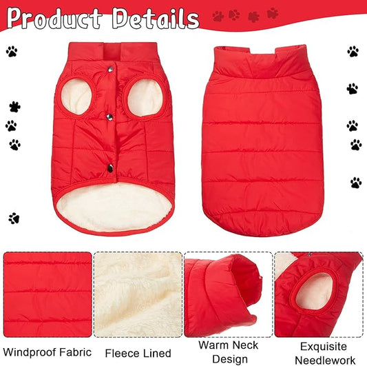 Syhood 2 Pieces Dog Jacket 2 Layers Fleece Lined Dog Jacket Warm Soft Windproof Small Pet Coat for Winter Cold Weather(XL, Navy,Red)