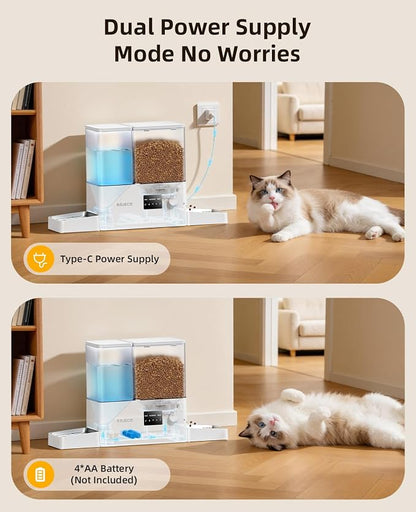 Automatic Cat Feeder with Camera, 1080P HD Video & Night Vision,5G WiFi App Control Timed Pet Feeded, 2-in-1 5L Dog Food Feeder & 3.5L Water Dispener with Removable Stainless Steel Bowl