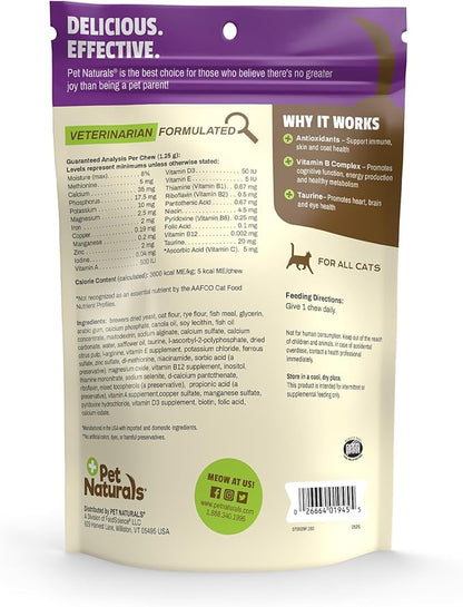 Pet Naturals Daily Multi Multivitamin Soft Chews for Cats, Vet Formulated with Biotin, Taurine, Calcium, and Arginine, Gentle Formula, Value Size, Fish, 160 Count