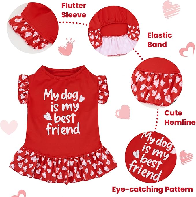 XPUDAC 4 Pack Cute Dog Dress for Small Dog, Floral Pet Clothes Sweet Girl Puppy Dress Colorful for Birthday Holiday Spring Summer Pet Outfits Skirt for Girls, XS