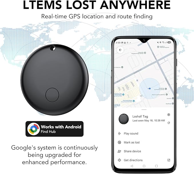 Android Air Tracker, Bluetooth Tracker Tags, Work with Google's Find Hub(Android), Smart Tags for Luggage, Wallet, Vehicles, Keys (Not for iOS) 4 Pack
