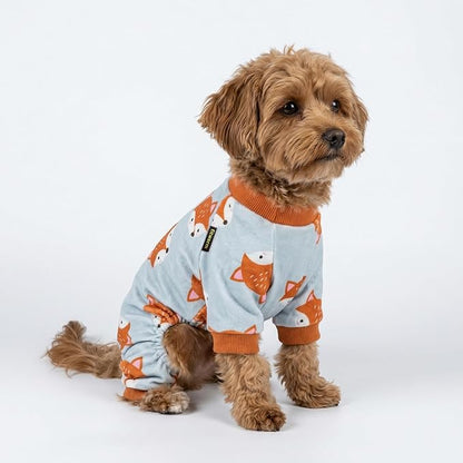 Fitwarm Funny Fox Dog Pajamas, Warm Dog Onesie, Dog Clothes for Small Dogs Girl Boy, Lightweight Velvet, Pet Outfit, Gray, Orange, XL
