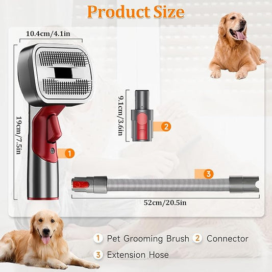 Pet Dog Grooming Attachment Kit, Deshedding Brush Attachment for Dyson V15, V11, V10, V8, V7 – Effective Grooming & Cleaning – Hair Grooming Tools for Dog and Cat, 3 Pack