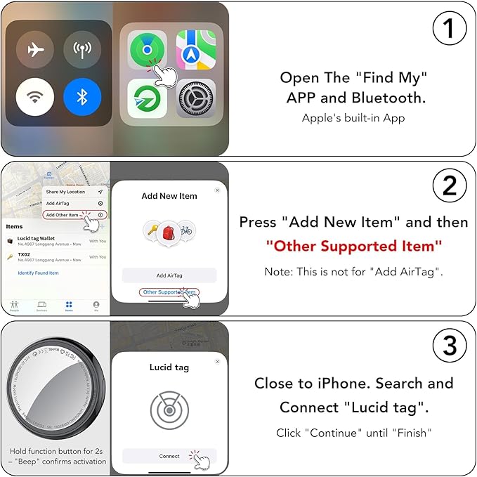 Air Tracker Tag 1-Pack (Brown), Tukio Bluetooth 5.3 Tracker Tag for Apple Find My App(iOS Only), Replaceable Battery, 100dB Alarm Sound, Item Locator Smart Tag for Wallets, Keys, Bag, Luggage and More