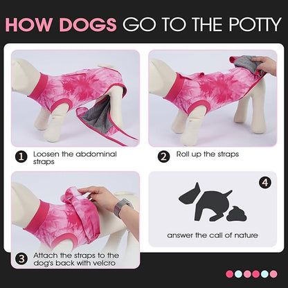 FUAMEY Surgery Recovery Suit for Medium Dogs,Dog Surgery Suit Female Spay Male Dogs Neuter Recovery Shirt Dog Onesie Anti Licking Abdominal Wounds Pet Bodysuit Skin Conditions Rose Dye M