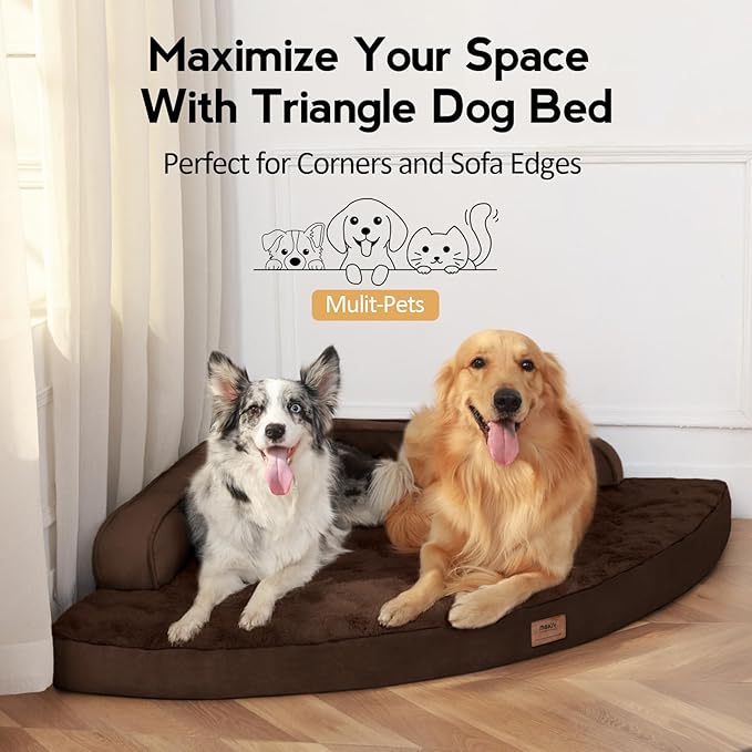 MEKIY Large Orthopedic Dog Bed with Sides Big Dog Beds with Removable Washable Cover Non-Slip Waterproof Pet Bed for Medium Large Dogs - Brown L