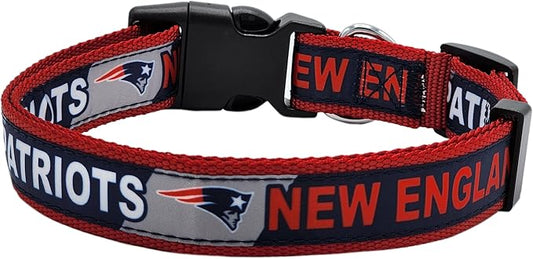 Pets First NFL New England Patriots Licensed PET COLLAR, Large - Heavy-Duty, Strong, and Durable Dog Collar. Available in 31 Football Teams and 4 Sizes