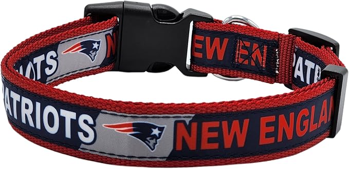 Pets First NFL New England Patriots Licensed PET COLLAR, Medium - Heavy-Duty, Strong, and Durable Dog Collar. Available in 31 Football Teams and 4 Sizes