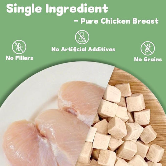 Freeze Dried Chicken Cat and Dog Treats 14.2 OZ – Single Ingredient Chicken Meat High Protein, Bite-Sized Pet Training Snacks or Food Topper for Small Dogs Cats