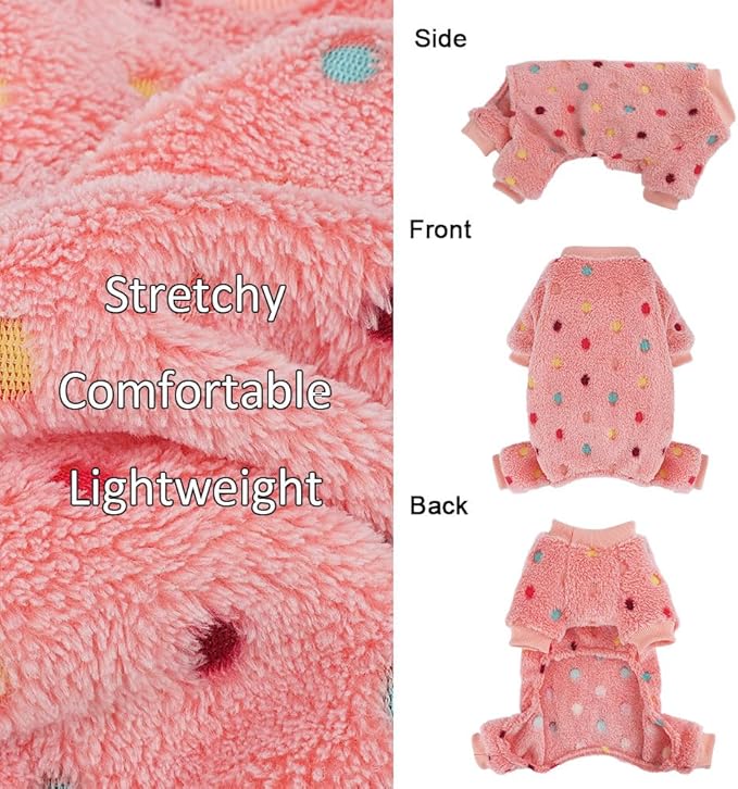 YIKEYO Dog Pajamas for Small Dogs Boy and Girl,Cotton Small Dog Sweater, Stretchable Pet Jammies Puppy Outfits for Dogs Female Male, Winter Doggie Pjs Clothes(Pink, XS)
