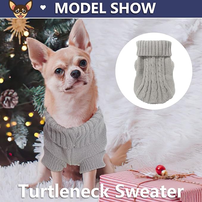 2 Pieces Dog Sweaters for Small Dogs, Chihuahua Yorkie Sweater, Dog Clothes for Small Dogs, Winter Warm Pullover Sweaters, Pet Cat Sweater Cold Weather Puppy Clothes Outfits (X-Small)