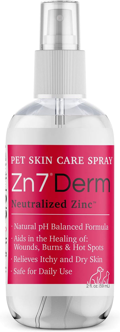 Maxi-Guard Pet Skin Care Spray Zn7 Derm with Neutralized Zinc for Dogs, Cats, Bovine, Exotics and Companion Animals (2oz), red/White
