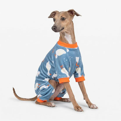 Fitwarm Adorable Duck Dog Pajamas, Warm Winter Dog Clothes for Small Dogs Boy Girl, Cozy Pet Onesie with Feet, Blue, White, Orange, XXL