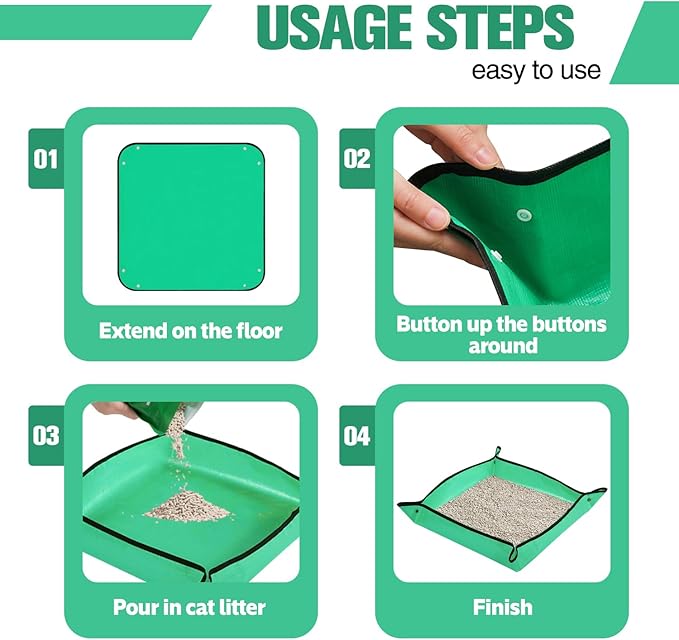 8 PCS Travel Litter Box for Cats,Portable Litter Box for Cats, Foldable and Packable, Large Sized Waterproof Cat, Ideal for Cat Travel Car & Camping