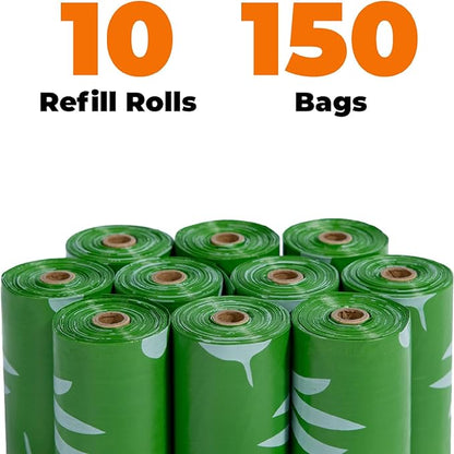 Best Pet Supplies Dog Poop Bags for Waste Refuse Cleanup, Doggy Roll Replacements for Outdoor Puppy Walking and Travel, Leak Proof and Tear Resistant, Thick Plastic - Green (Scented), 150 Bags