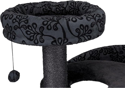 TRIXIE Filippo 50-in Cat Tower, Sisal Scratching Posts, Cat Tree with Hammock, Platforms, Bed, Dangling Cat Toys, Black