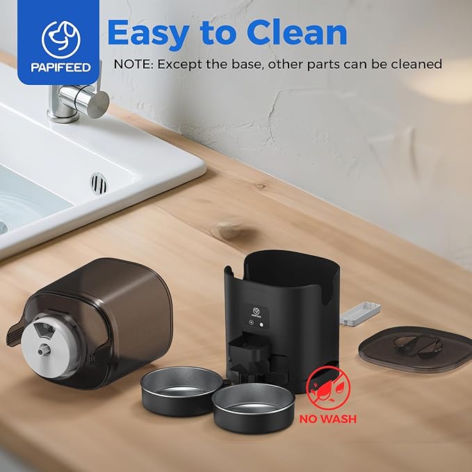 PAPIFEED Automatic Cat Feeder 2 Cats, 2.4G WiFi Cat Food Dispenser with App Control, 7L Slow Feed Timed Cat Feeders for Dry Food, 10 Meals/Day, 12 Portions/Meal, Dual Power Supply