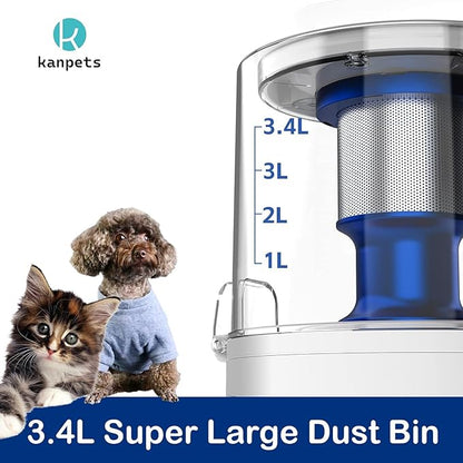 Dog Vacuum for Shedding with Max 3.4L Dust Bin, Hyper-Power but Super Quiet, 4 Professional Grooming Tools, Gift for Cat Pets Hair