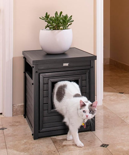 New Age Pet ECOFLEX Litter Loo Moisture and Odor Resistant Enclosure & End Table, No‑Tools Assembly, 10 Year Warranty, Espresso Black, Standard