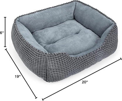 MIXJOY Dog Bed for Large Medium Small Dogs, Rectangle Washable Sleeping Puppy Bed, Soft Calming Cat Beds for Indoor Cats, Orthopedic Pet Sofa Bed, Anti-Slip Bottom with Multiple Size (20'', Grey)