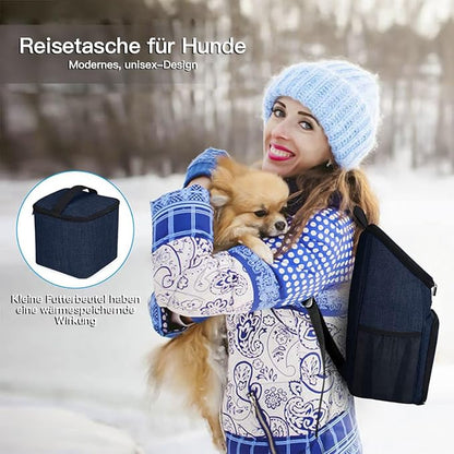 BAGLHER丨Dog Travel Bag, Airline Approved Pet Supplies Backpack, Dog Travel Backpack with 2 Silicone Collapsible Bowls and 2 Food Baskets