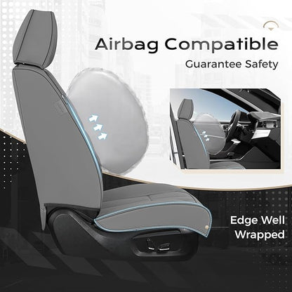 Coverado Seat Covers, Car Front Seat Covers with Backrest, Nappa Leather Car Seat Protectors,Waterproof &Breathable,Anti-Slip Automotive Seat Cushion, Universal Fit for Most Vehicles,2Pcs Black