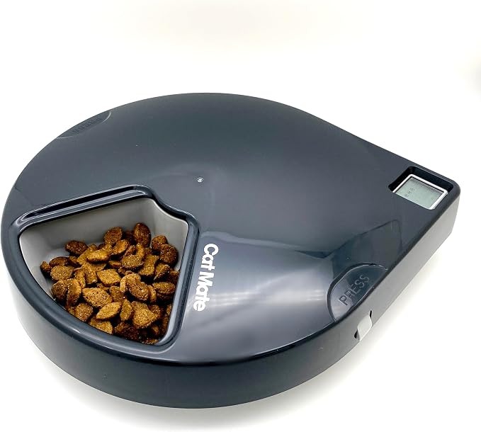 Closer Pets C500 5 Bowl Automatic Pet Feeder with Digital Timer and Twin Ice Packs, for Wet and Dry Food, 5 Bowls up to 330g Each, Ideal for Cats and Small Dogs - Grey