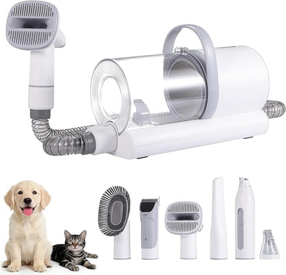 Dog Grooming Kit & Dog Grooming Vacuum with Suction, 6 in 1 Pet Grooming Vacuum for Shedding, Low Noise Dog Hair Vacuum with 1.5L Cup, Electric Dog Clippers for Grooming Thick Hair Cats & Dogs