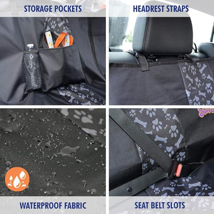 BDK Scooby Doo Waterproof Dog Car Seat Cover for Back Seat, Full Hammock Style – Heavy Duty Black Oxford Automotive Rear Bench Seat Cover for Dogs, Interior Covers for Auto Truck Van SUV