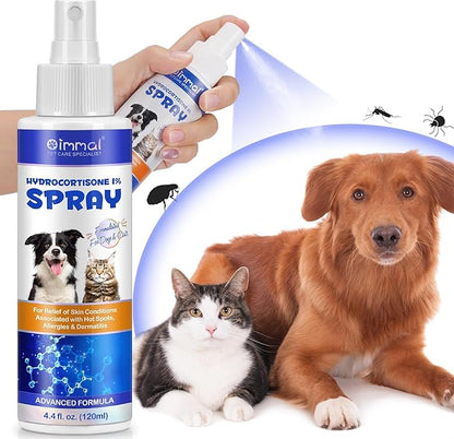 Specifically Formulated Hydrocortisone Spray for Dogs, Cats 120ML, Itch Relief Spray,Hot Spot Treatment for Dogs,Rapidly Alleviate Dry Itchy Skin,Skin Allergies,Dermatitis,Reduces Topical Inflammation