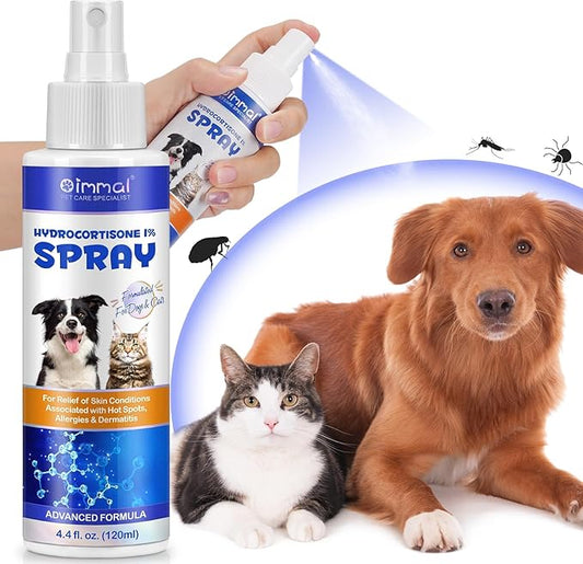 Specifically Formulated Hydrocortisone Spray for Dogs, Cats 120ML, Itch Relief Spray,Hot Spot Treatment for Dogs,Rapidly Alleviate Dry Itchy Skin,Skin Allergies,Dermatitis,Reduces Topical Inflammation