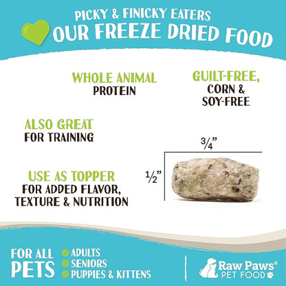 Raw Paws Freeze-Dried Green Beef Tripe for Dogs & Cats (16-Ounce) - Made in USA - Green Beef Tripe Dog Food - Raw Freeze Dried Green Tripe