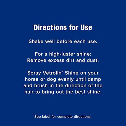Farnam Vetrolin Shine, High-Luster Coat Polish and Detangler Spray, Ideal for Horses and Dogs, 64 oz.