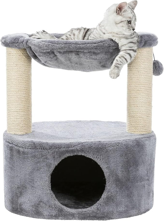 Trixie Baza Grande 24-in Cat Tree, Two Sisal Scratching Posts, Cat Condo and Hammock, Dangling Cat Toy