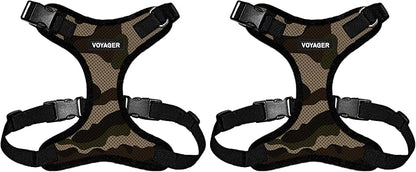 Voyager Step-in Lock Pet Harness - All Weather Mesh, Adjustable Step in Harness for Cats and Dogs by Best Pet Supplies - Army/Black Trim, S (Pack of 2)