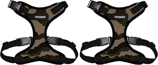 Voyager Step-in Lock Pet Harness - All Weather Mesh, Adjustable Step in Harness for Cats and Dogs by Best Pet Supplies - Army/Black Trim, S (Pack of 2)