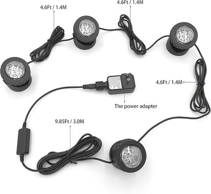 Colored Pond Lights with Timer, APP Control RGB Fountain Light IP68 Waterproof, Dimmable Outdoor Landscape Lights for Fish Tank Pond Fountain Garden (4 Lights)