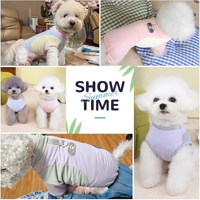 Dog Cooling Vest with D-Ring Dog Tshirt Sun Protection Small Puppy Clothes for Girls Boys Stretchy Shirts for Dogs Lightweight Breathable Shirt French Bulldog Frenchie Dachshund Clothes