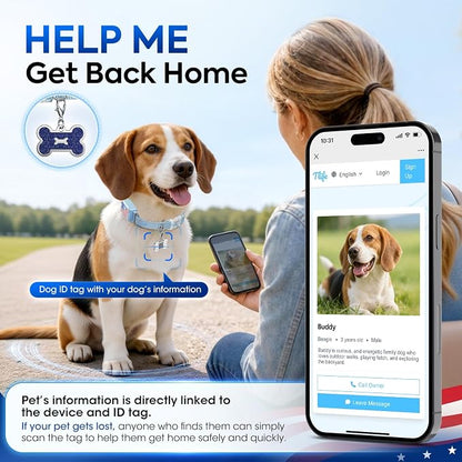 Smart Dog GPS Tracker, Complimentary 6-Month Subscription, Live Pet Tracker with Virtual Fence, Dog Tracker for Dogs with Health & Behavior Monitoring, Escape Alerts, with Virtual Fence, Blue