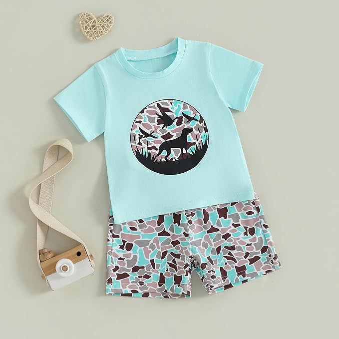 Toddler Baby Boy Clothes 6 12 18 24 Months Summer Outfit Short Sleeve T-Shirt Tops Camo Shorts Set 2T 3T 4T