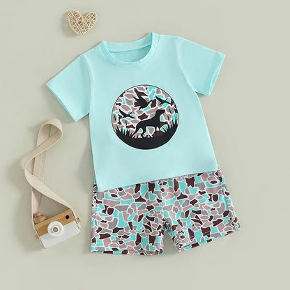 Toddler Baby Boy Clothes 6 12 18 24 Months Summer Outfit Short Sleeve T-Shirt Tops Camo Shorts Set 2T 3T 4T